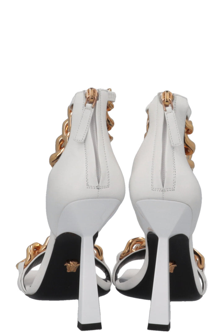 VERSACE Chain Medusa Heels White