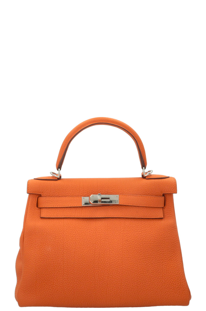HERMÈS Kelly 28 Retourne Clemence Orange
