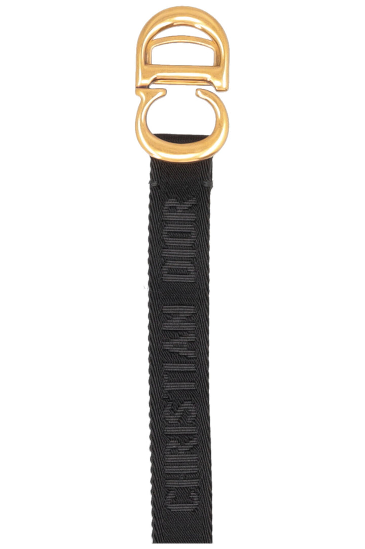 CHRISTIAN DIOR CD Logo Canvas Belt Black Gold