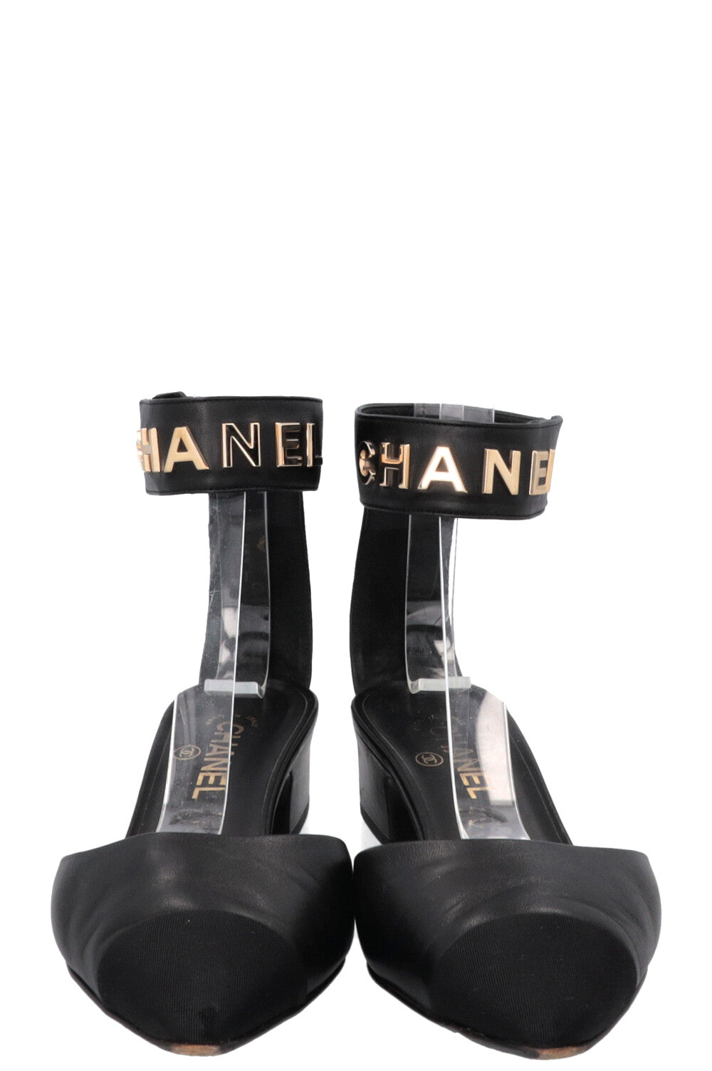 CHANEL 2020 D'Orsay Logo Heels Black