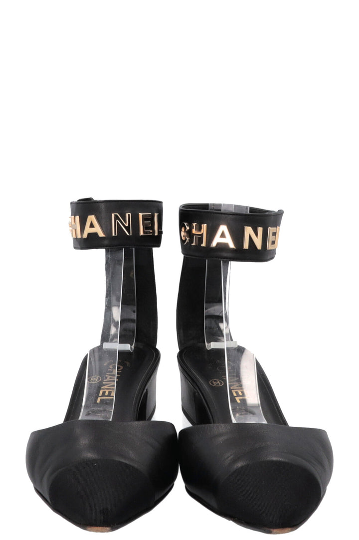 CHANEL 2020 D'Orsay Logo Heels Black