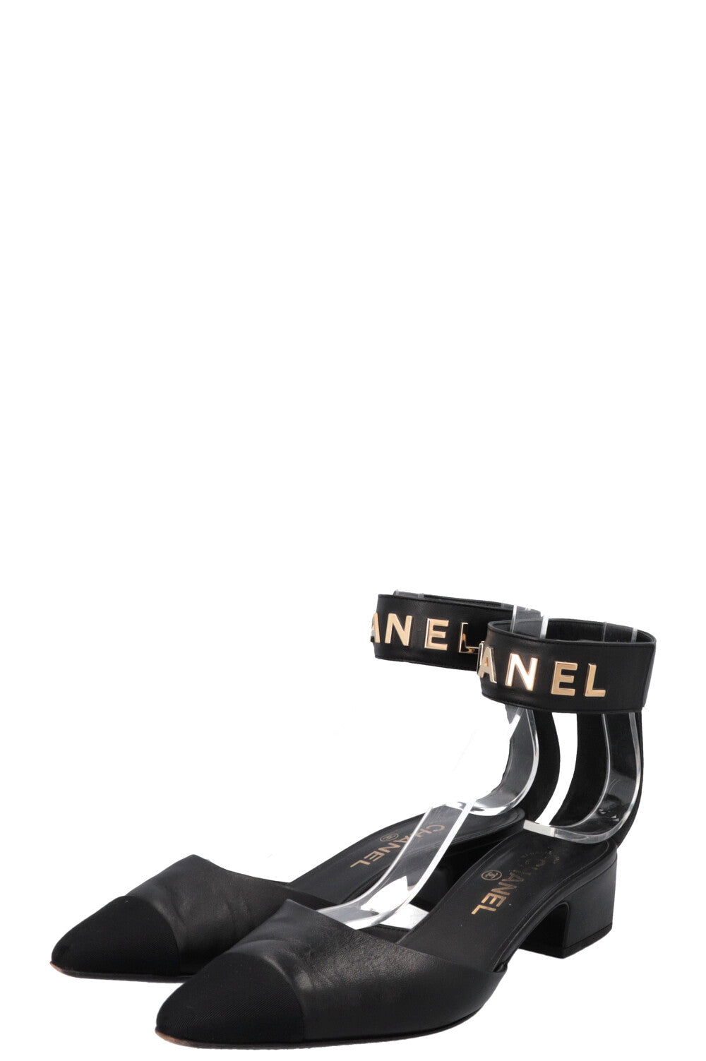 CHANEL 2020 D'Orsay Logo Heels Black