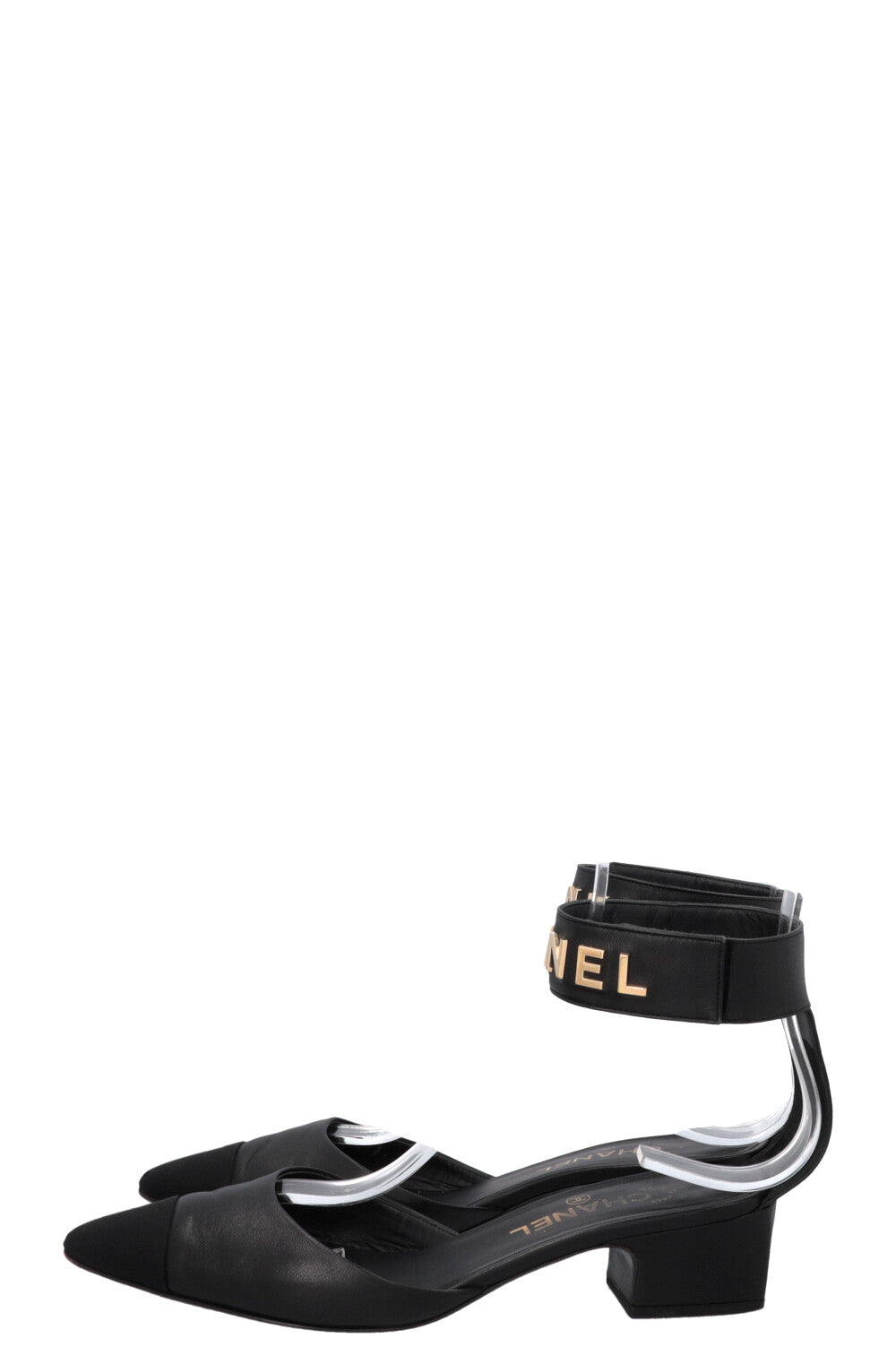 CHANEL 2020 D'Orsay Logo Heels Black