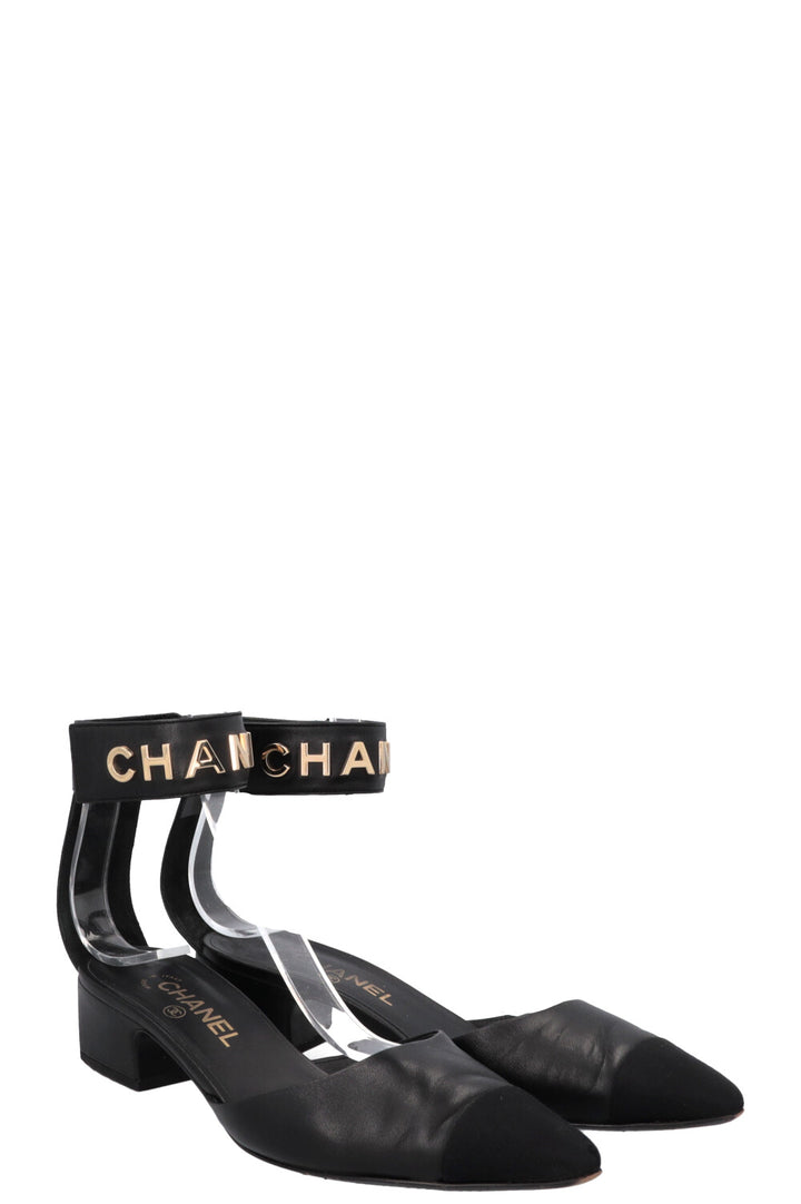 CHANEL 2020 D'Orsay Logo Heels Black