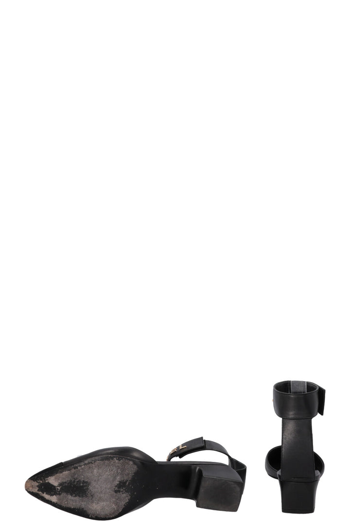 CHANEL 2020 D'Orsay Logo Heels Black