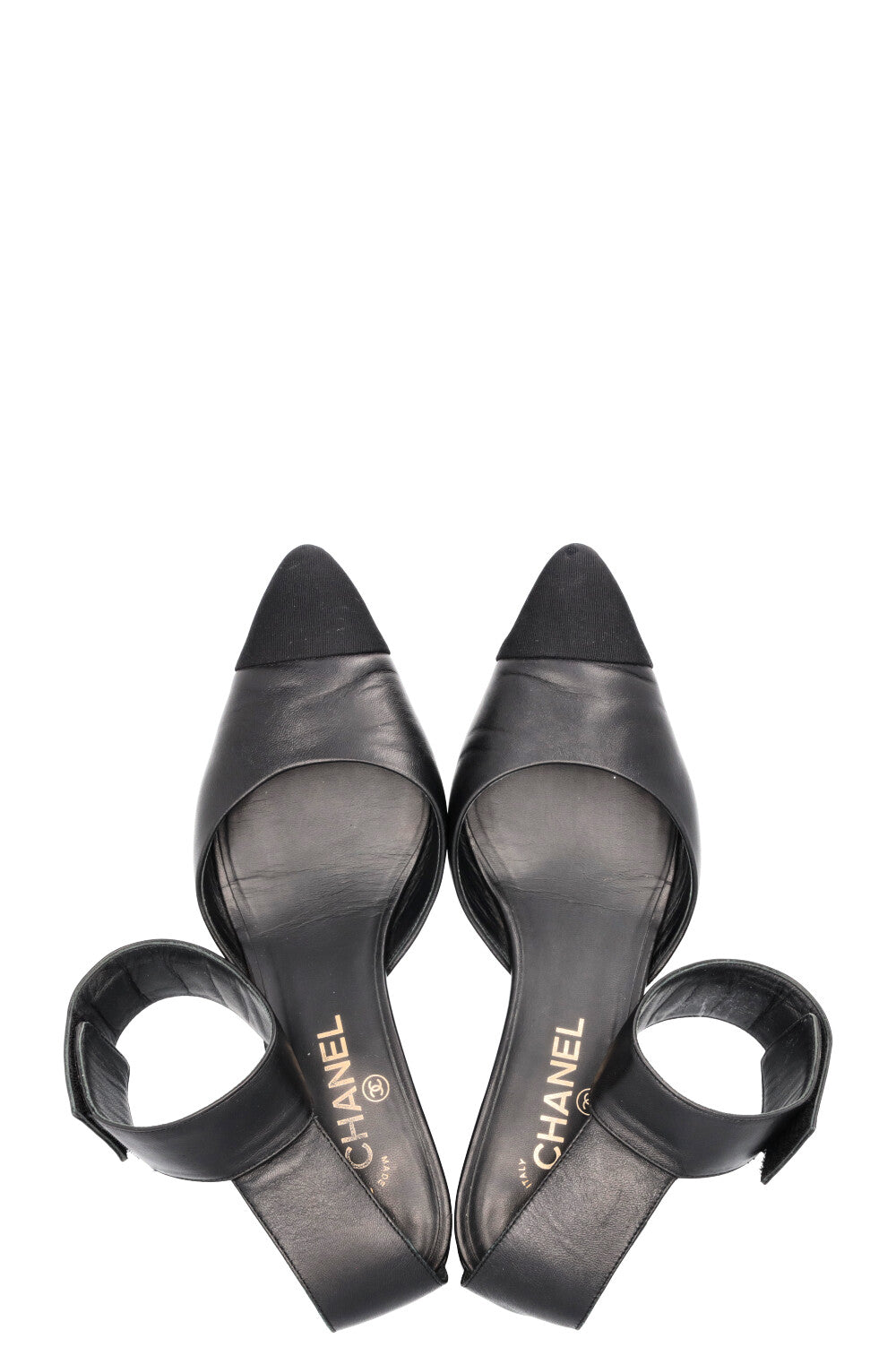 CHANEL 2020 D'Orsay Logo Heels Black