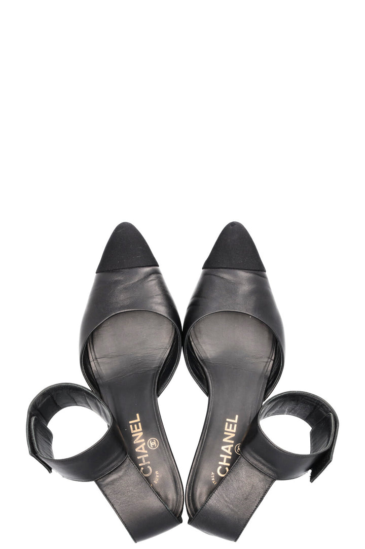 CHANEL 2020 D'Orsay Logo Heels Black