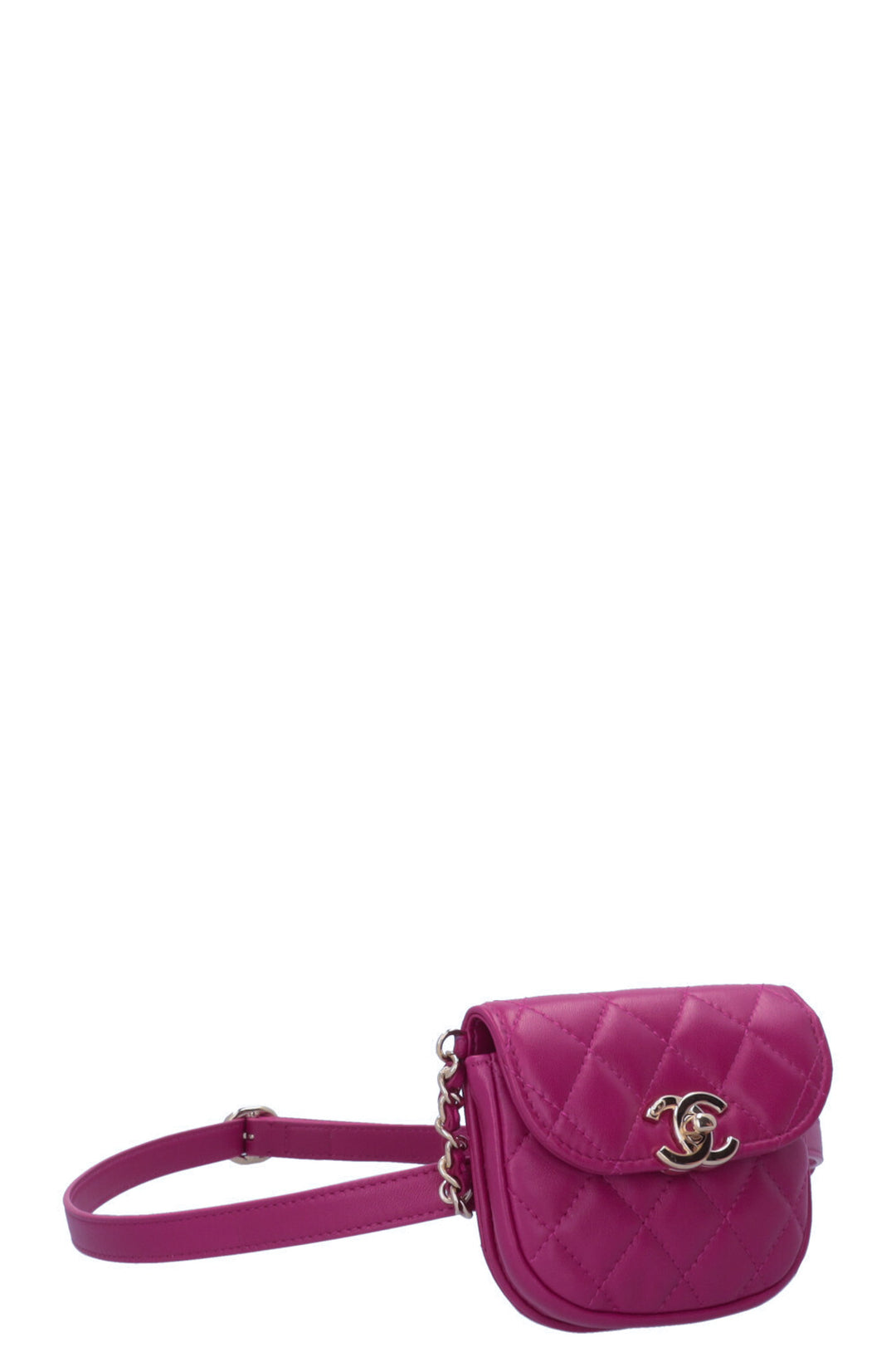 CHANEL Double Waist Bags Belt Tweed Leather Pink