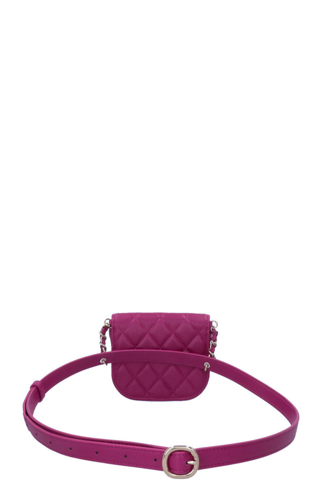 CHANEL Double Waist Bags Belt Tweed Leather Pink
