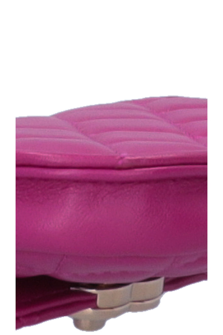 CHANEL Double Waist Bags Belt Tweed Leather Pink