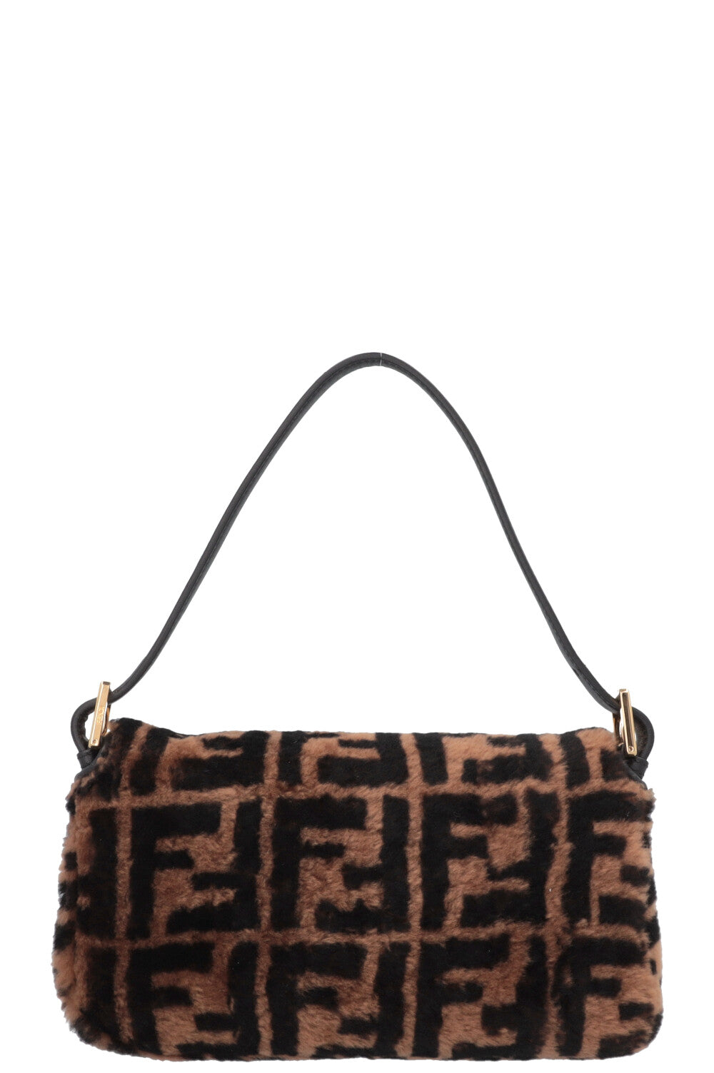 FENDI Zucca Shearling Baguette Bag