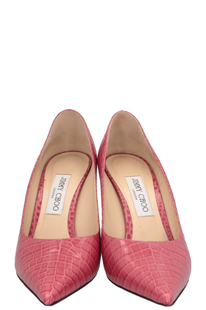 JIMMY CHOO Croco Embossed Heels Pink