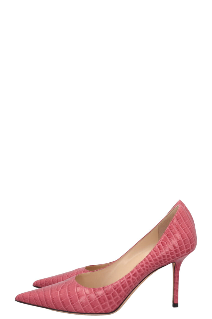 JIMMY CHOO Croco Embossed Heels Pink