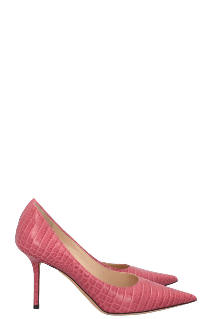 JIMMY CHOO Croco Embossed Heels Pink