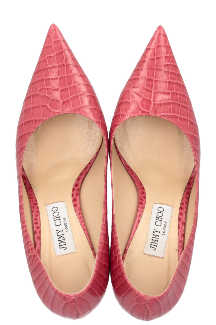 JIMMY CHOO Croco Embossed Heels Pink