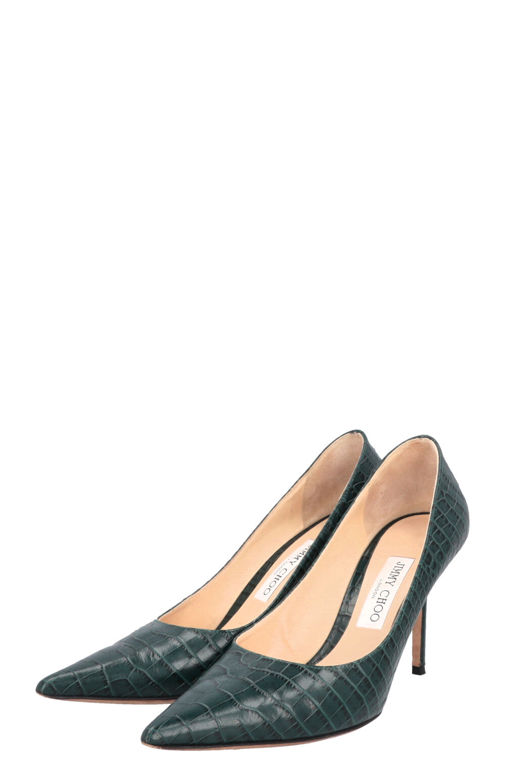 JIMMY CHOO Croco Embossed Heels Green