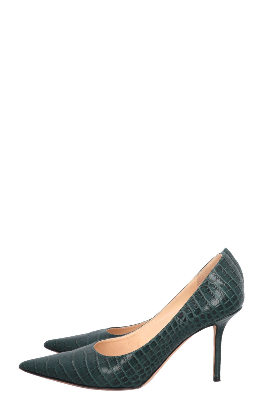JIMMY CHOO Croco Embossed Heels Green