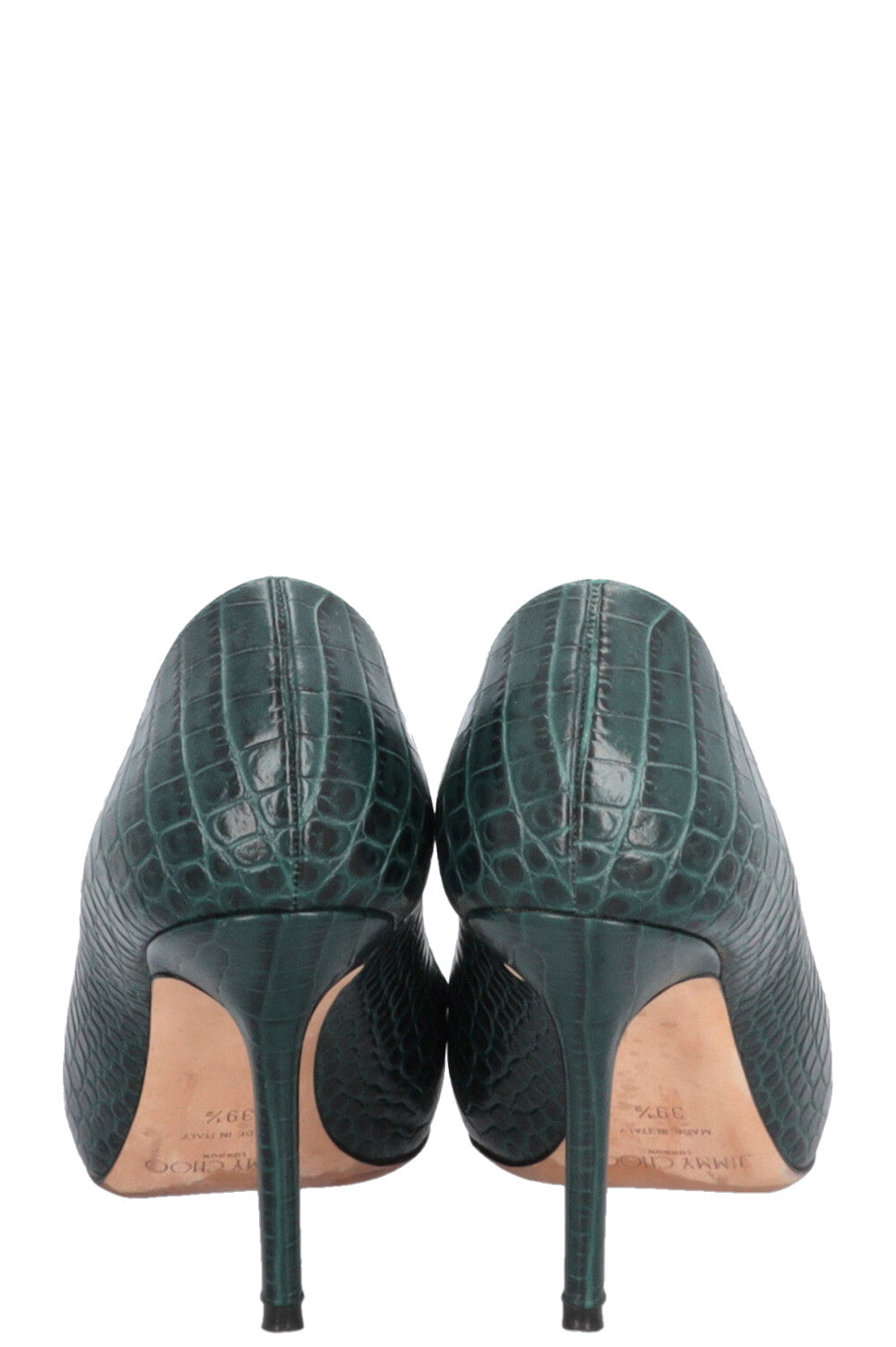JIMMY CHOO Croco Embossed Heels Green