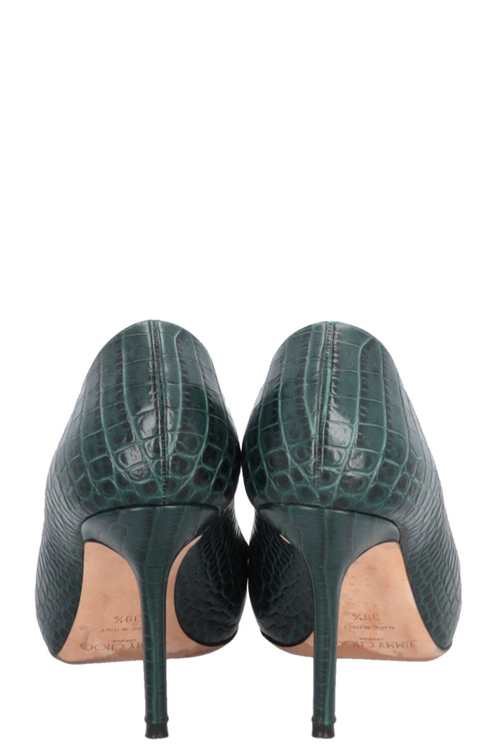 JIMMY CHOO Croco Embossed Heels Green