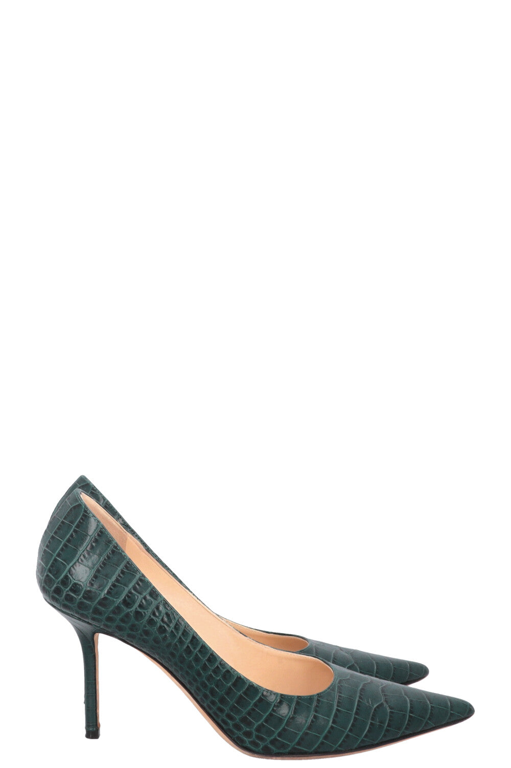 JIMMY CHOO Croco Embossed Heels Green
