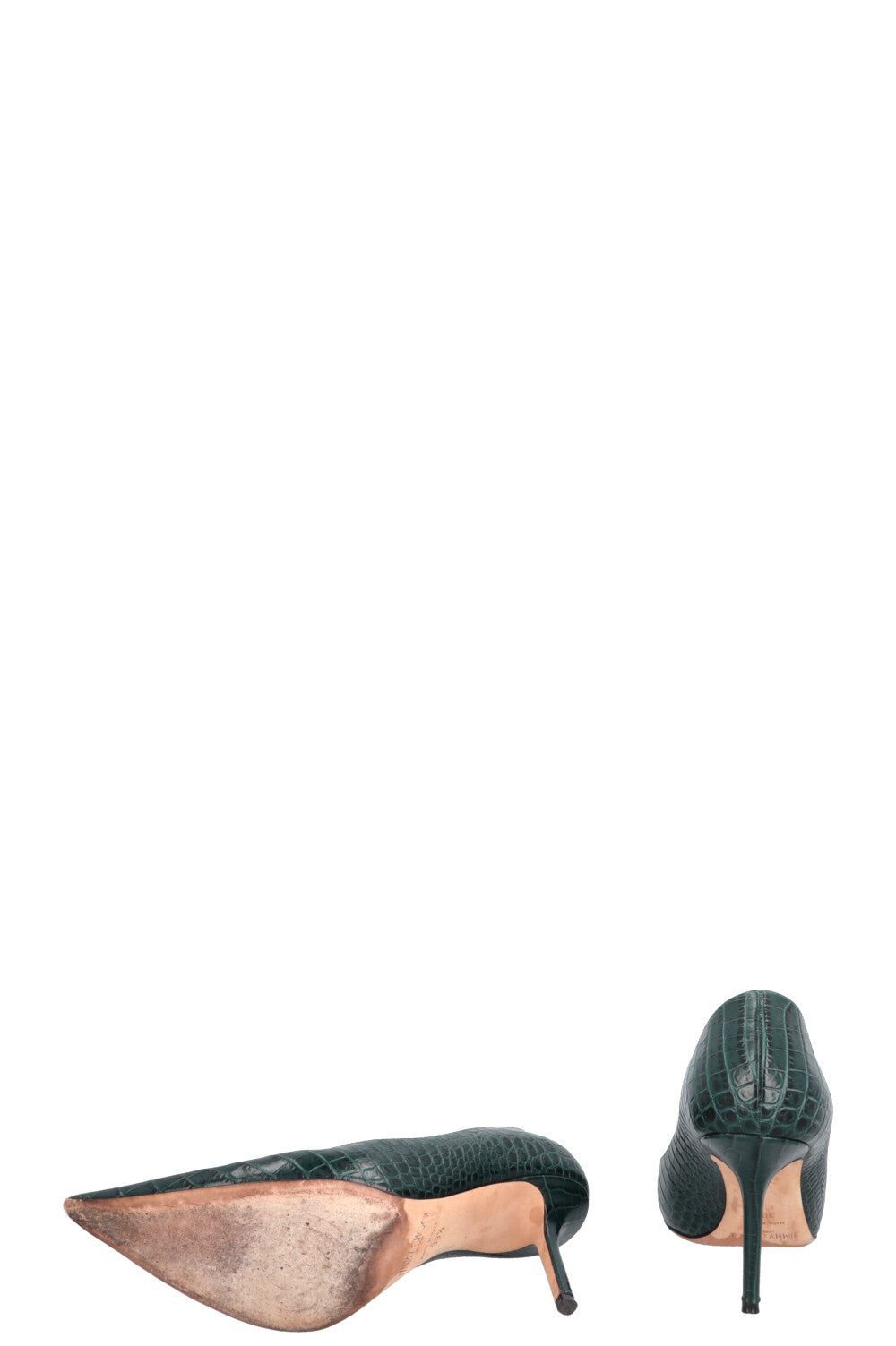 JIMMY CHOO Croco Embossed Heels Green