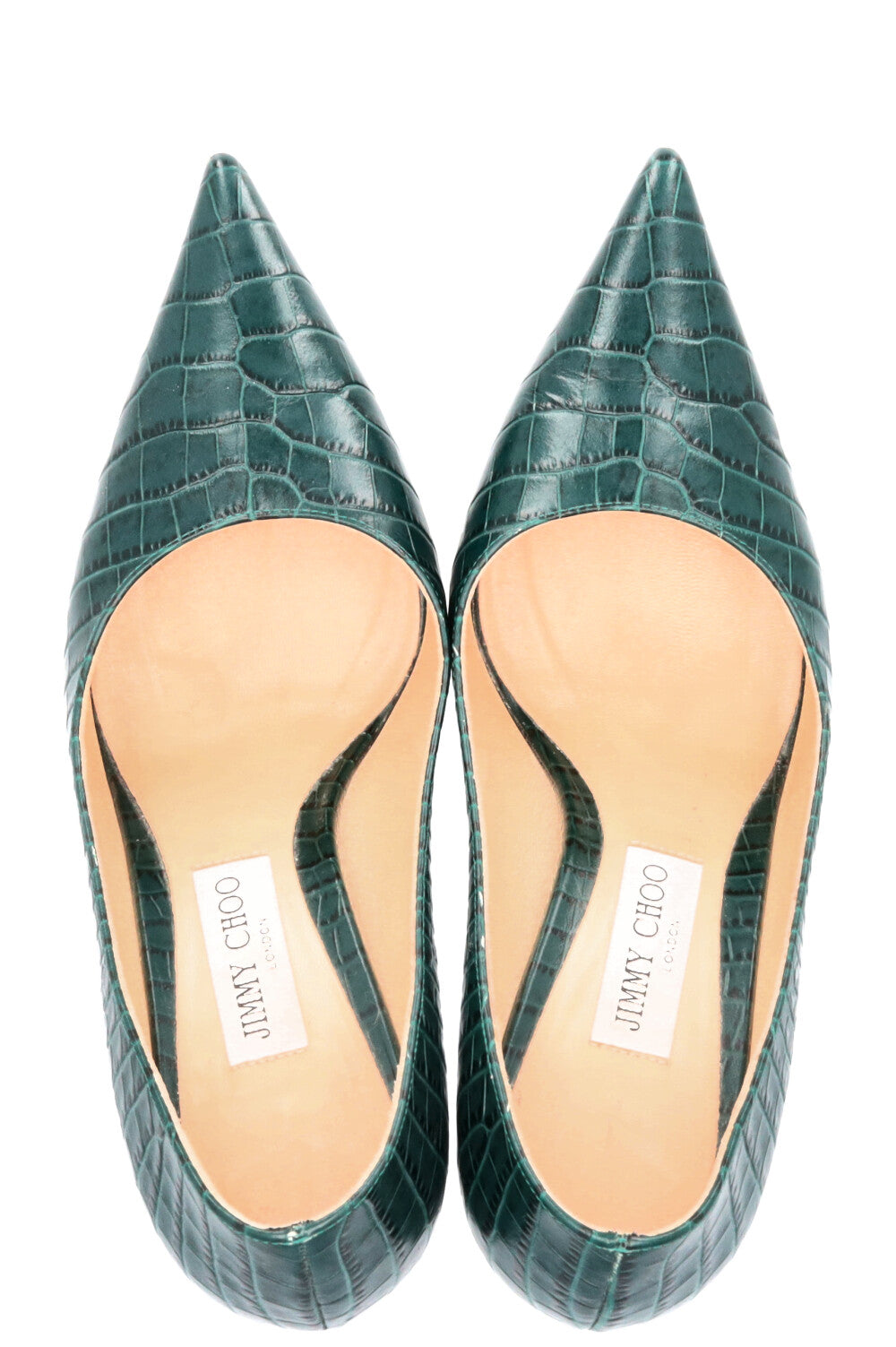 JIMMY CHOO Croco Embossed Heels Green