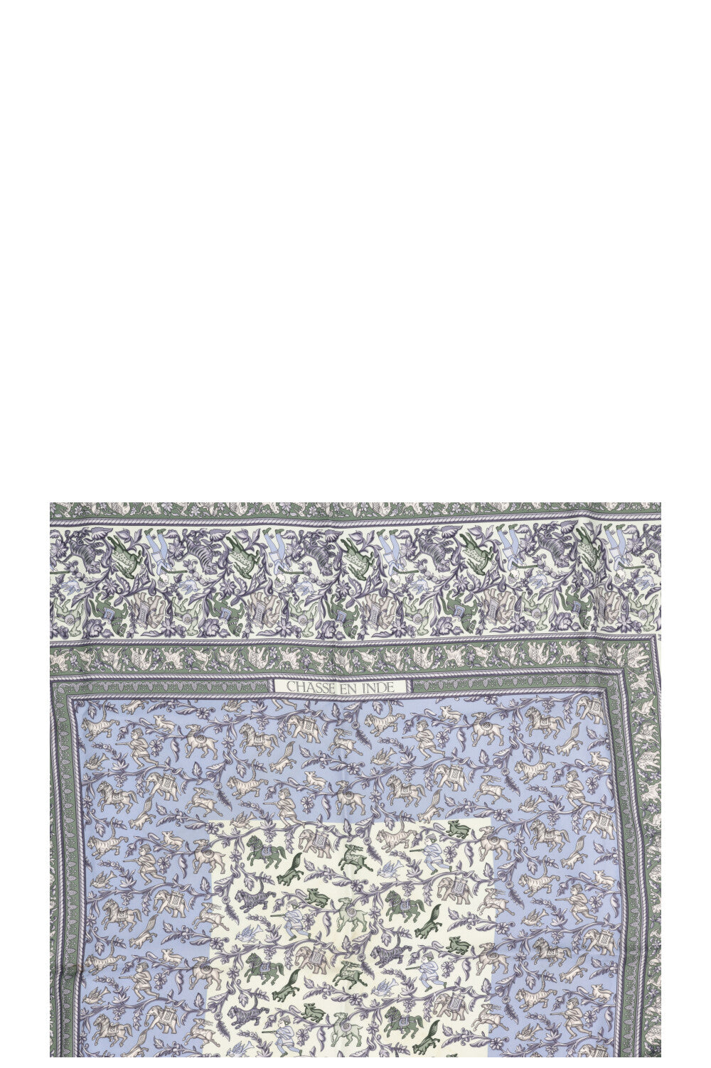HERMES  Chasse En Inde 90 Scarf Silk Blue Green