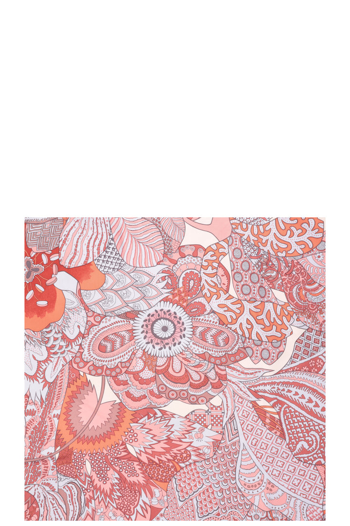 HERMES Fleurs D'Indiennes 90 Scarf Silk Pink