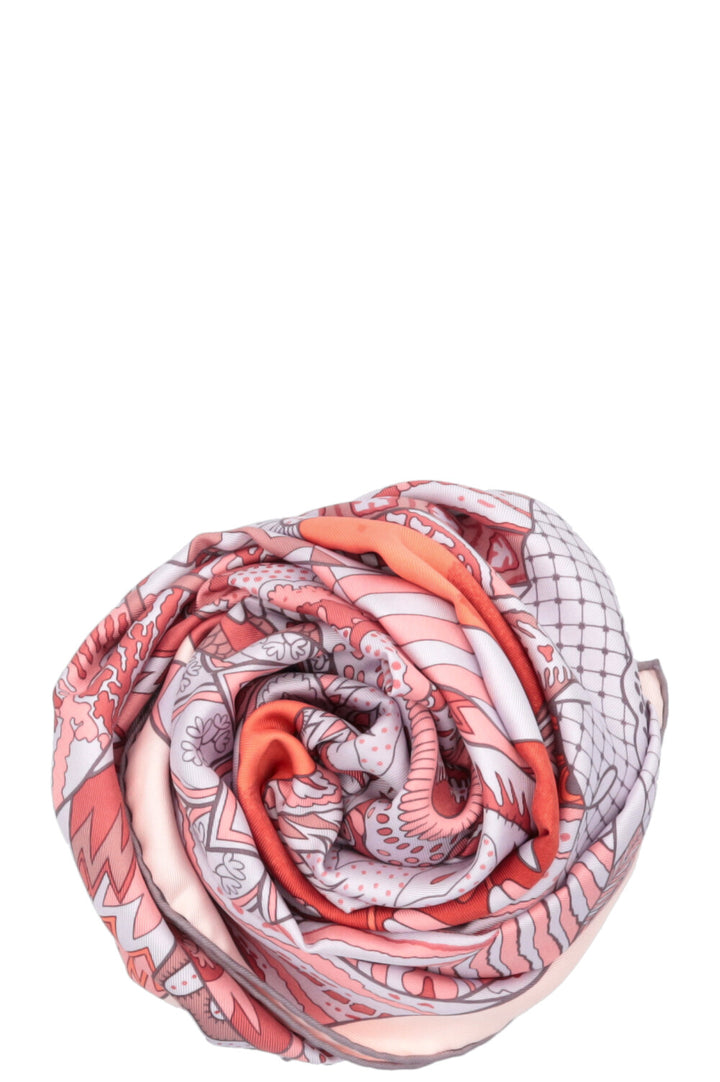 HERMES Fleurs D'Indiennes 90 Scarf Silk Pink