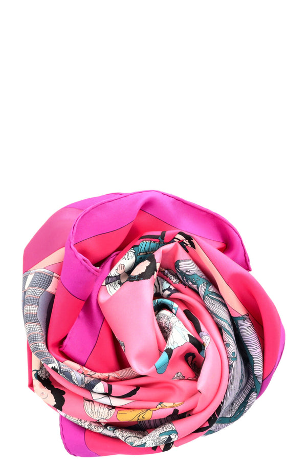 HERMES Hello Dolly 90 Scarf Pink
