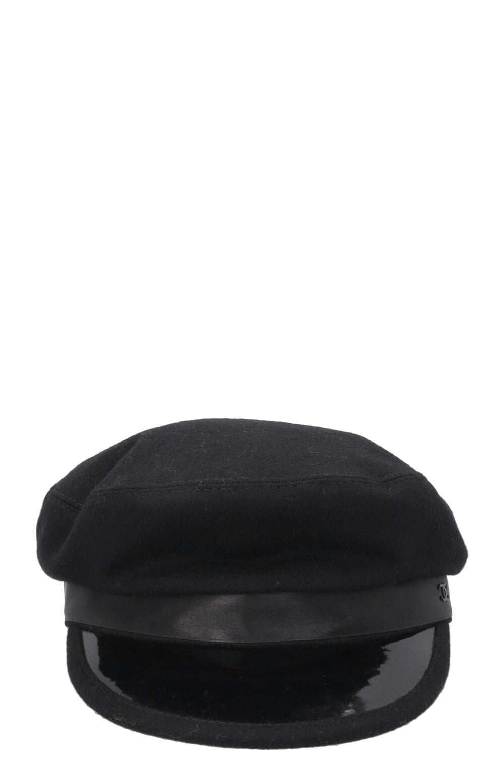 Béret CHANEL en satin noir avec nœud CC