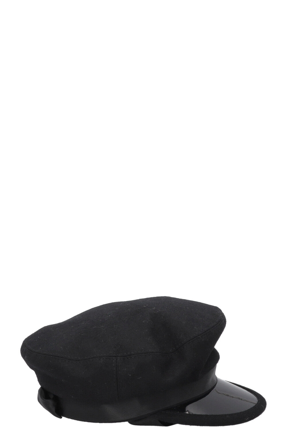 Béret CHANEL en satin noir avec nœud CC