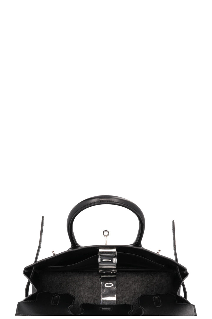 HERMÈS Birkin 30 Retourne Veau Tadelakt Noir Palladium