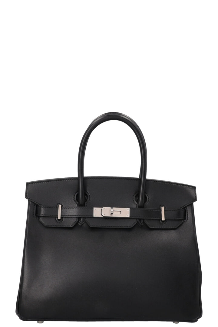 HERMÈS Birkin 30 Retourne Veau Tadelakt Noir Palladium