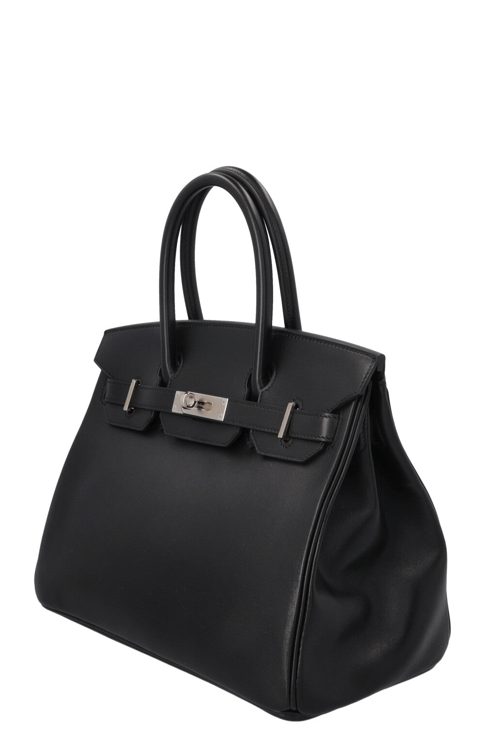 HERMÈS Birkin 30 Retourne Veau Tadelakt Noir Palladium