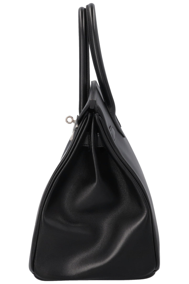 HERMÈS Birkin 30 Retourne Veau Tadelakt Noir Palladium