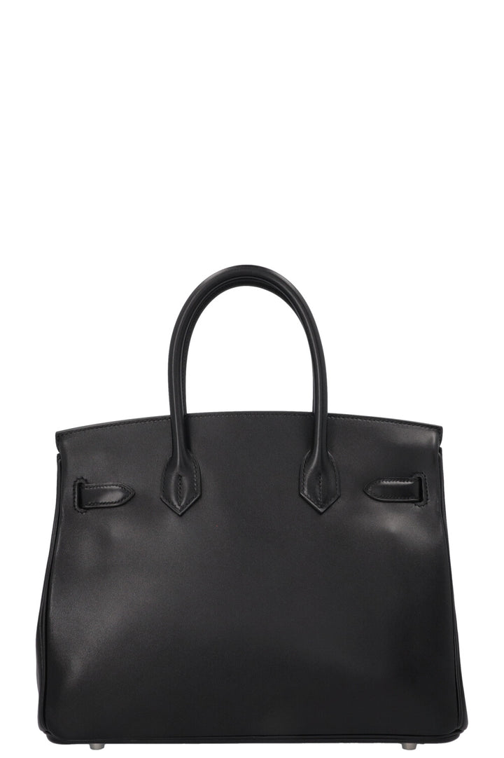 HERMÈS Birkin 30 Retourne Veau Tadelakt Noir Palladium