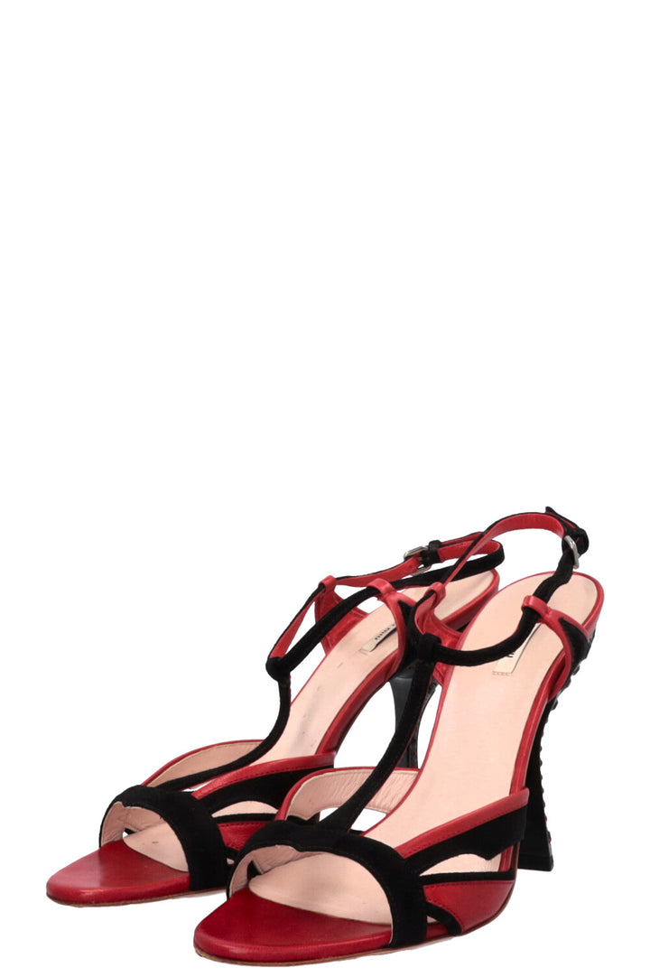 MIUMIU Crystal Strappy Sandals Suede