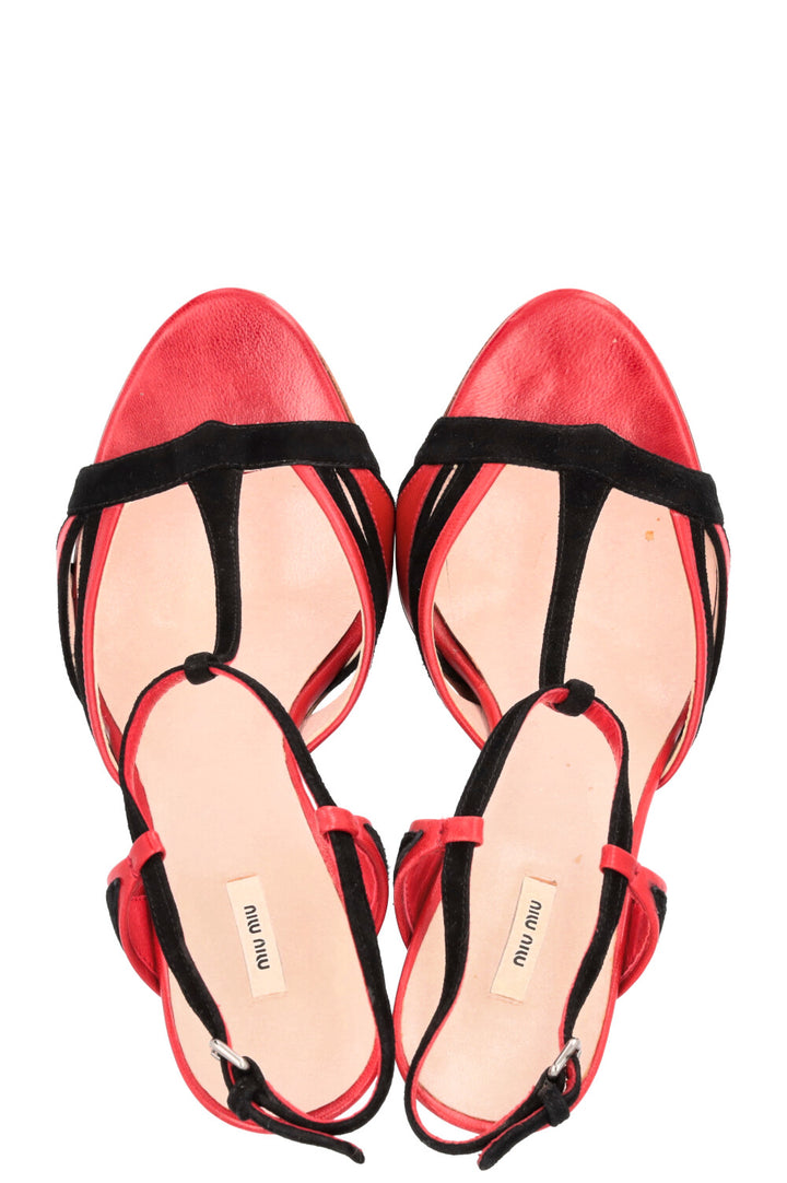 MIUMIU Crystal Strappy Sandals Suede
