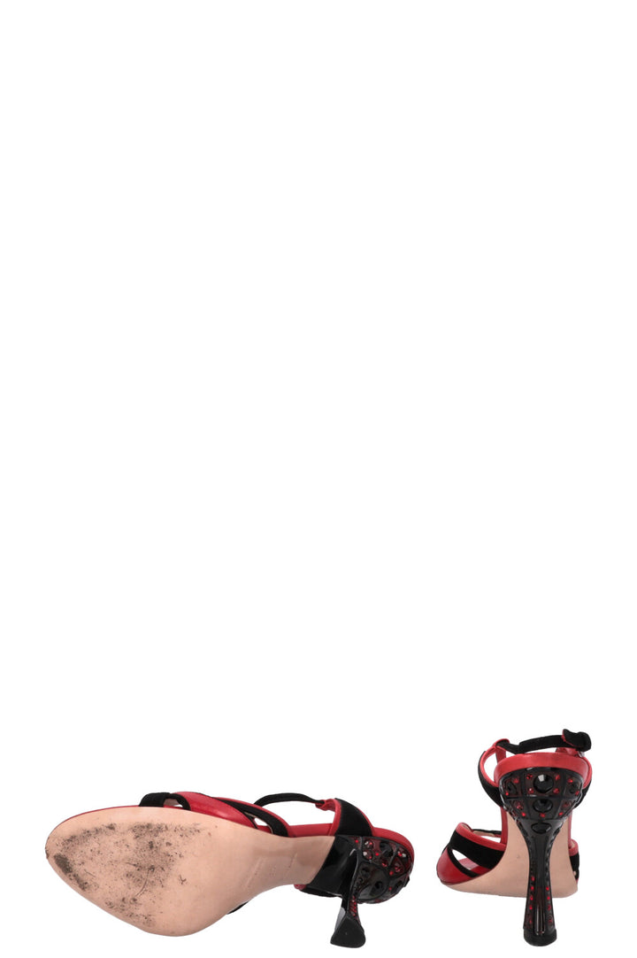 MIUMIU Crystal Strappy Sandals Suede