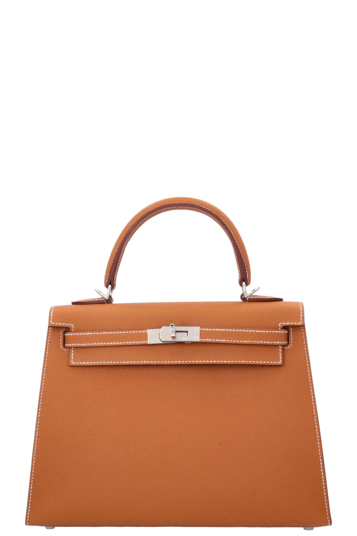 HERMÈS Kelly 25 Sellier Epsom Gold Palladium