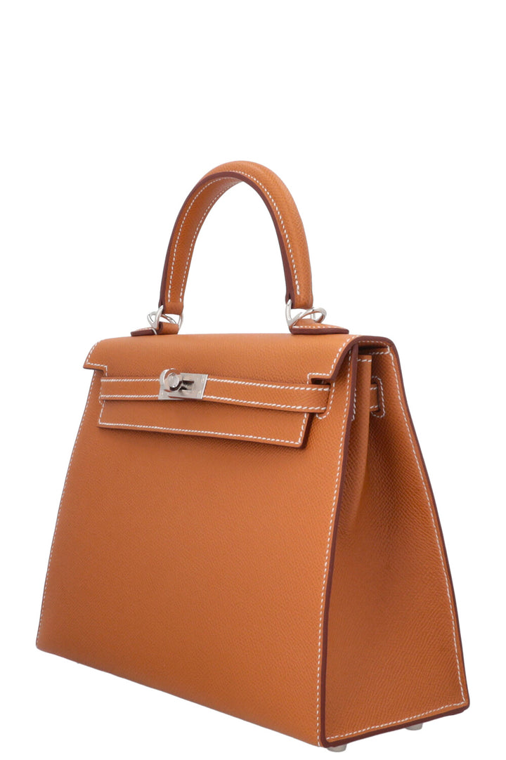 HERMÈS Kelly 25 Sellier Epsom Gold Palladium
