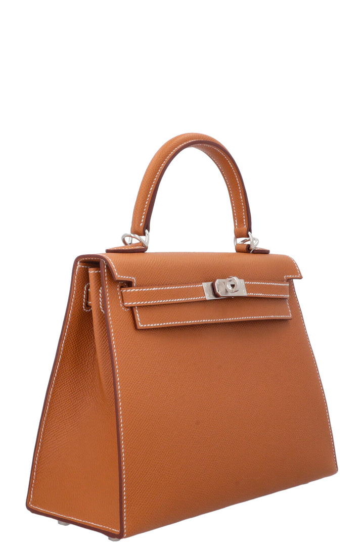 HERMÈS Kelly 25 Sellier Epsom Gold Palladium