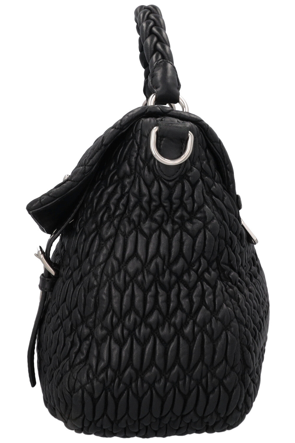 MIU MIU Turnlock Flap Top Handle Sac Matelasse Noir