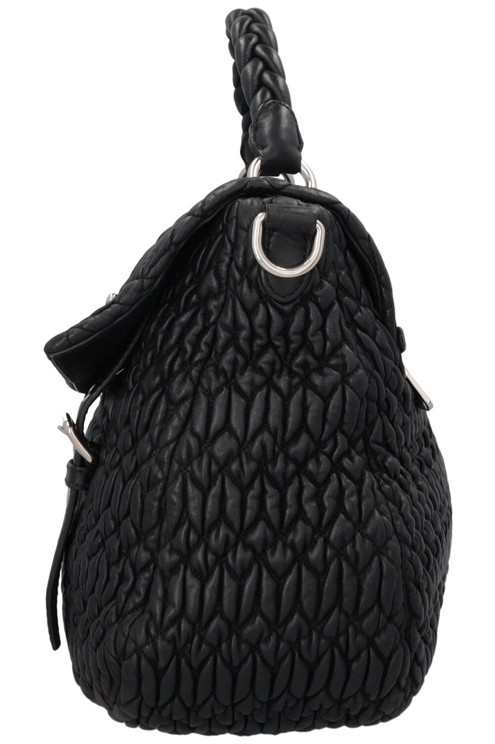 MIU MIU Turnlock Flap Top Handle Sac Matelasse Noir