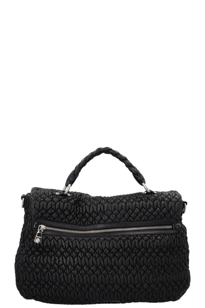 MIU MIU Turnlock Flap Top Handle Sac Matelasse Noir