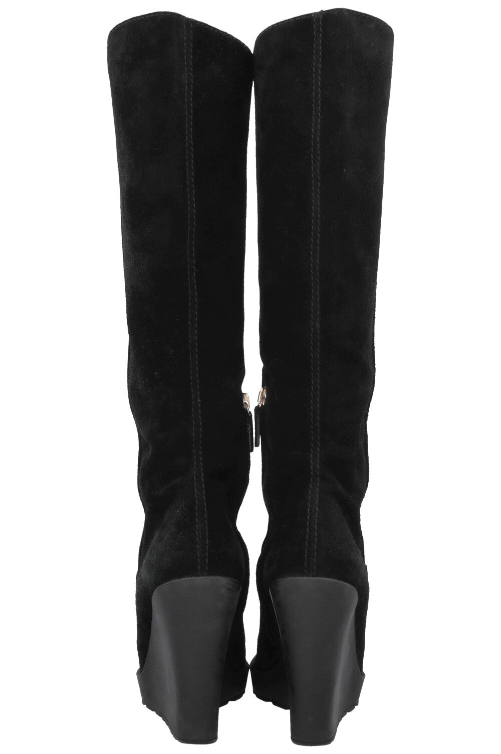 GUCCI Horsebit Suede Knee High Boots Black