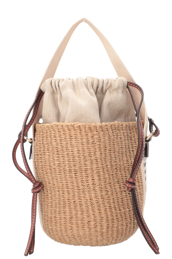 CHLOÉ Woody Bucket Bag Raffia Marron
