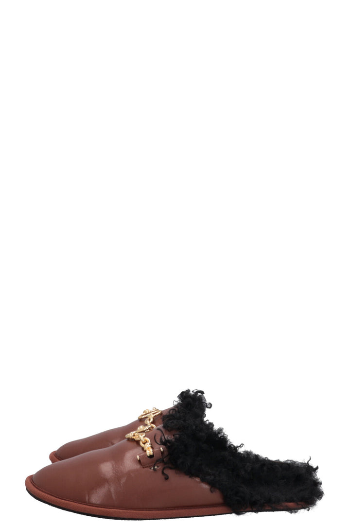 STELLA MCCARTNEY Ryder Fur Slippers Brown