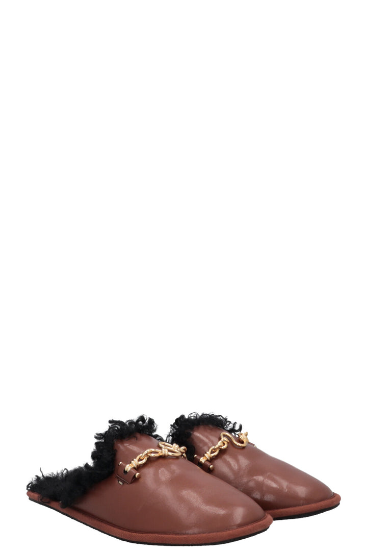 STELLA MCCARTNEY Ryder Fur Slippers Brown